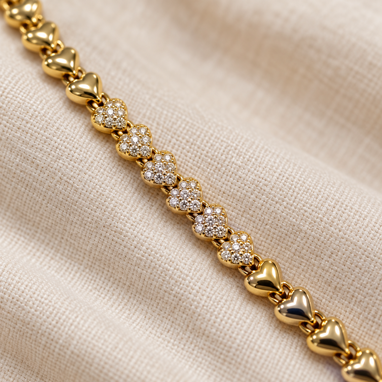 Kalp Taşlı Orta Detay Bileklik – Gold