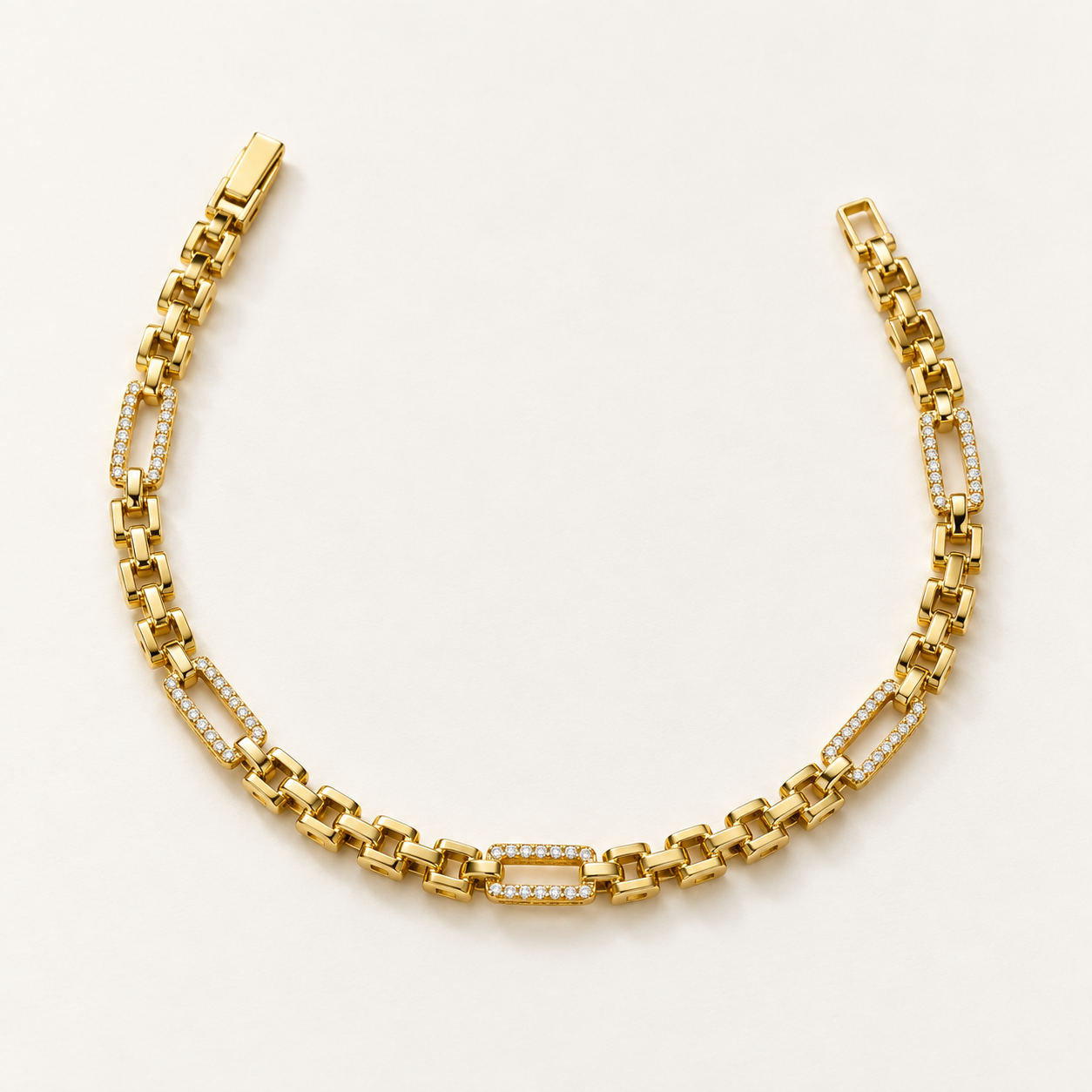 Dikdörtgen Çerçeve Taşlı Bileklik – Gold