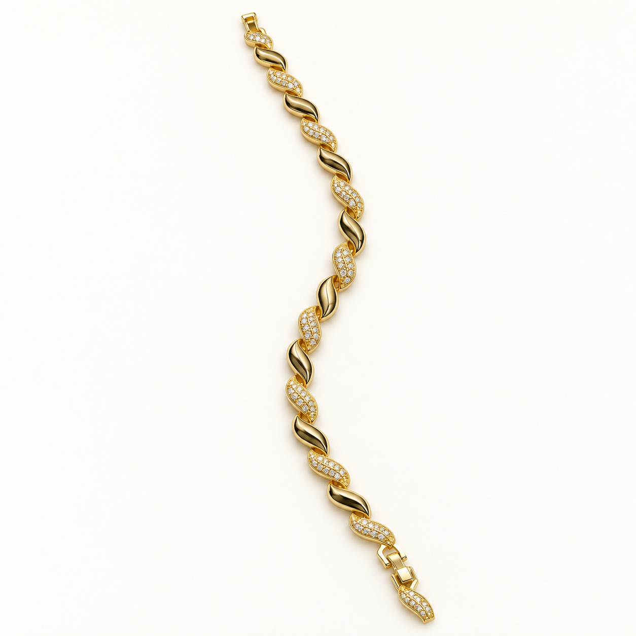 Kıvrımlı Taşlı Bağlantı Bileklik – Gold