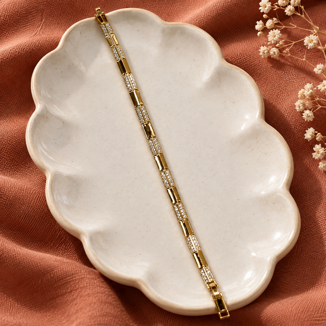 Dikdörtgen Taşlı Bağlantı Bileklik – Gold