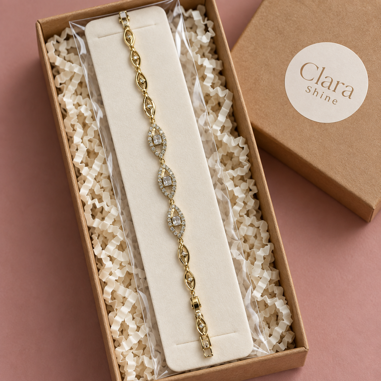 Üç Oval Motifli Taş Bileklik – Gold