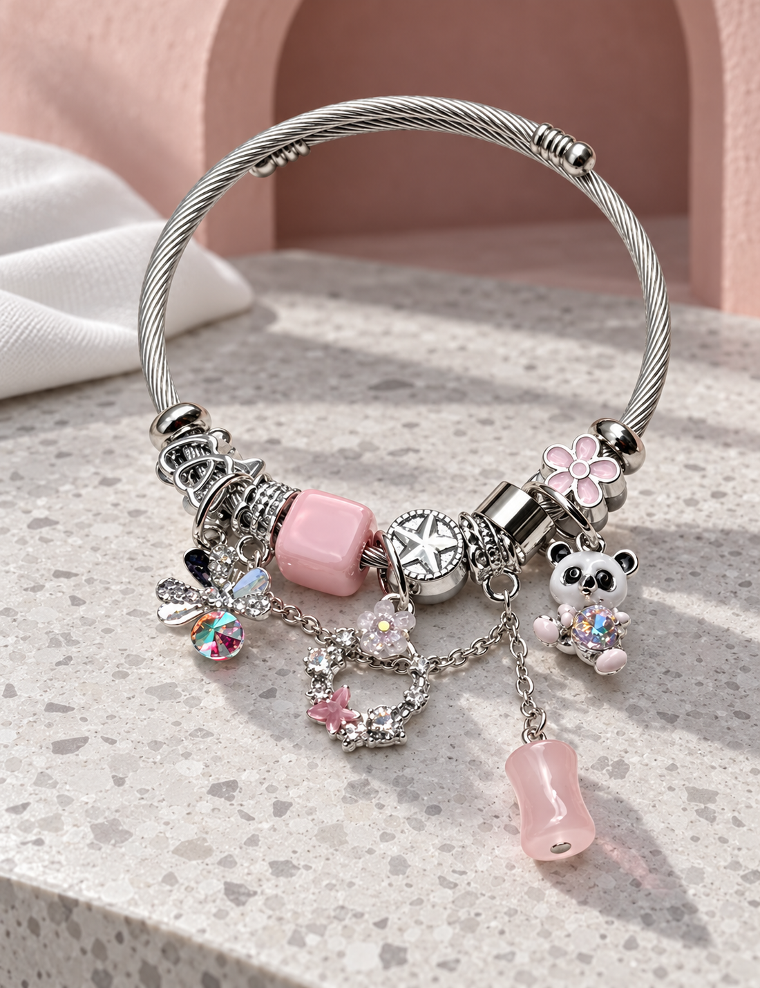 Pembe Panda Charm Bileklik