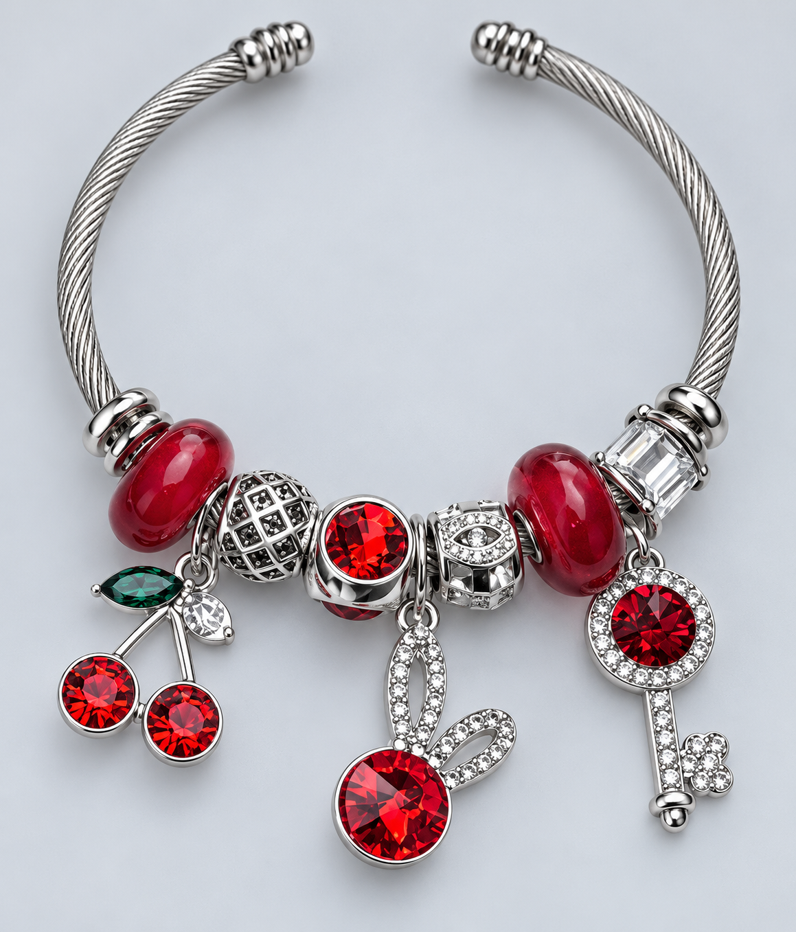 Kırmızı Taşlı Charm Bileklik