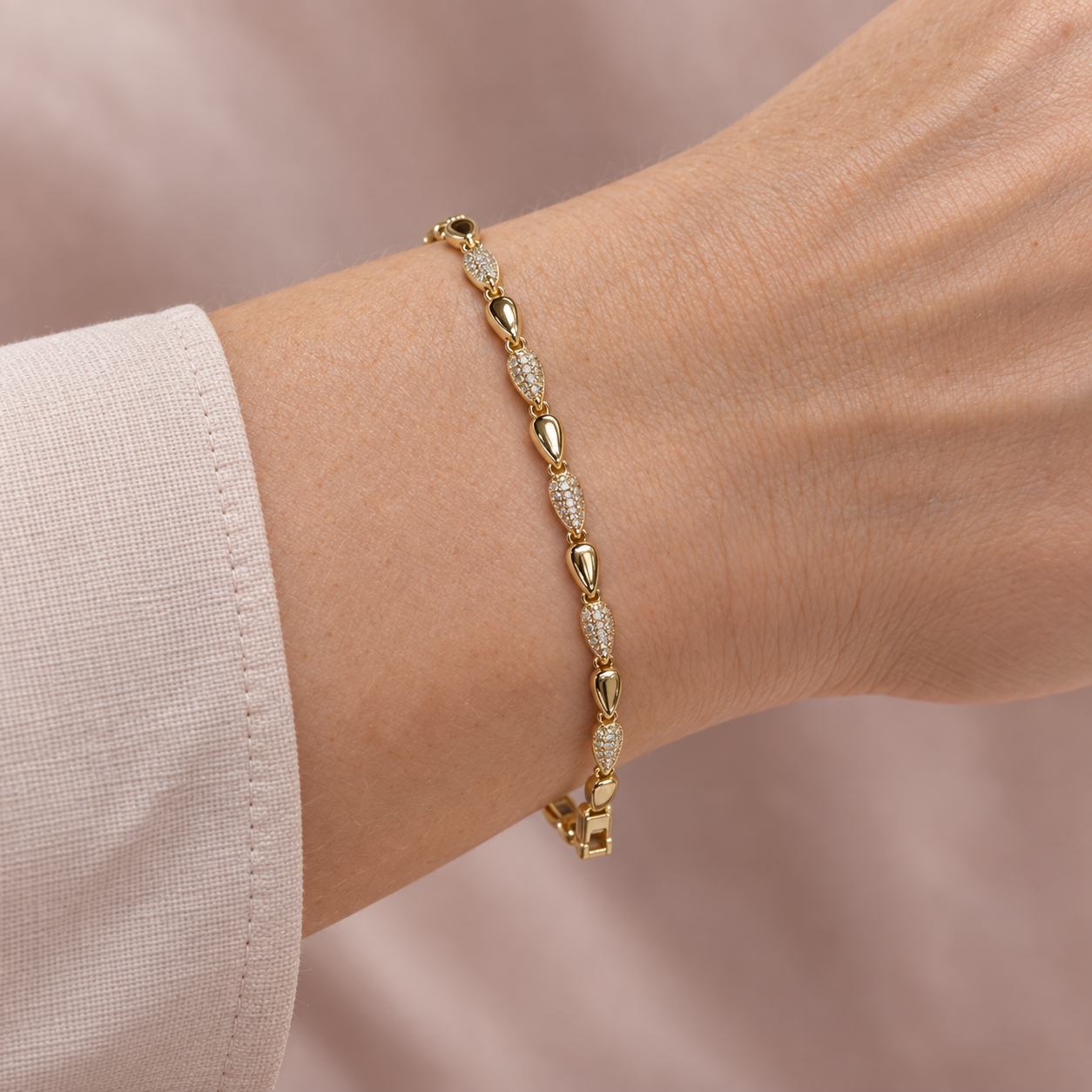 Damla Detaylı Taş Bileklik – Gold