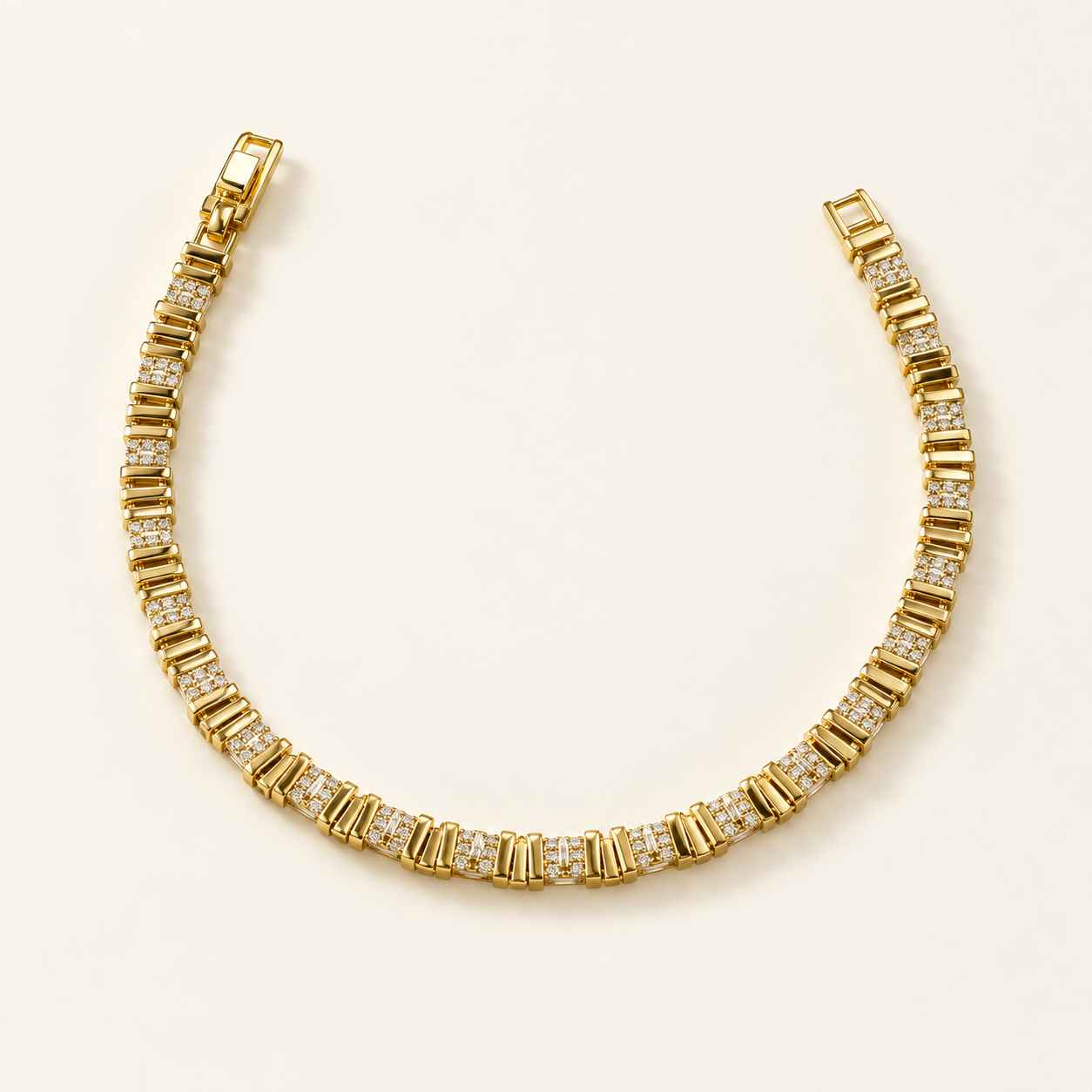 Sıralı Kare Taşlı Bileklik – Gold