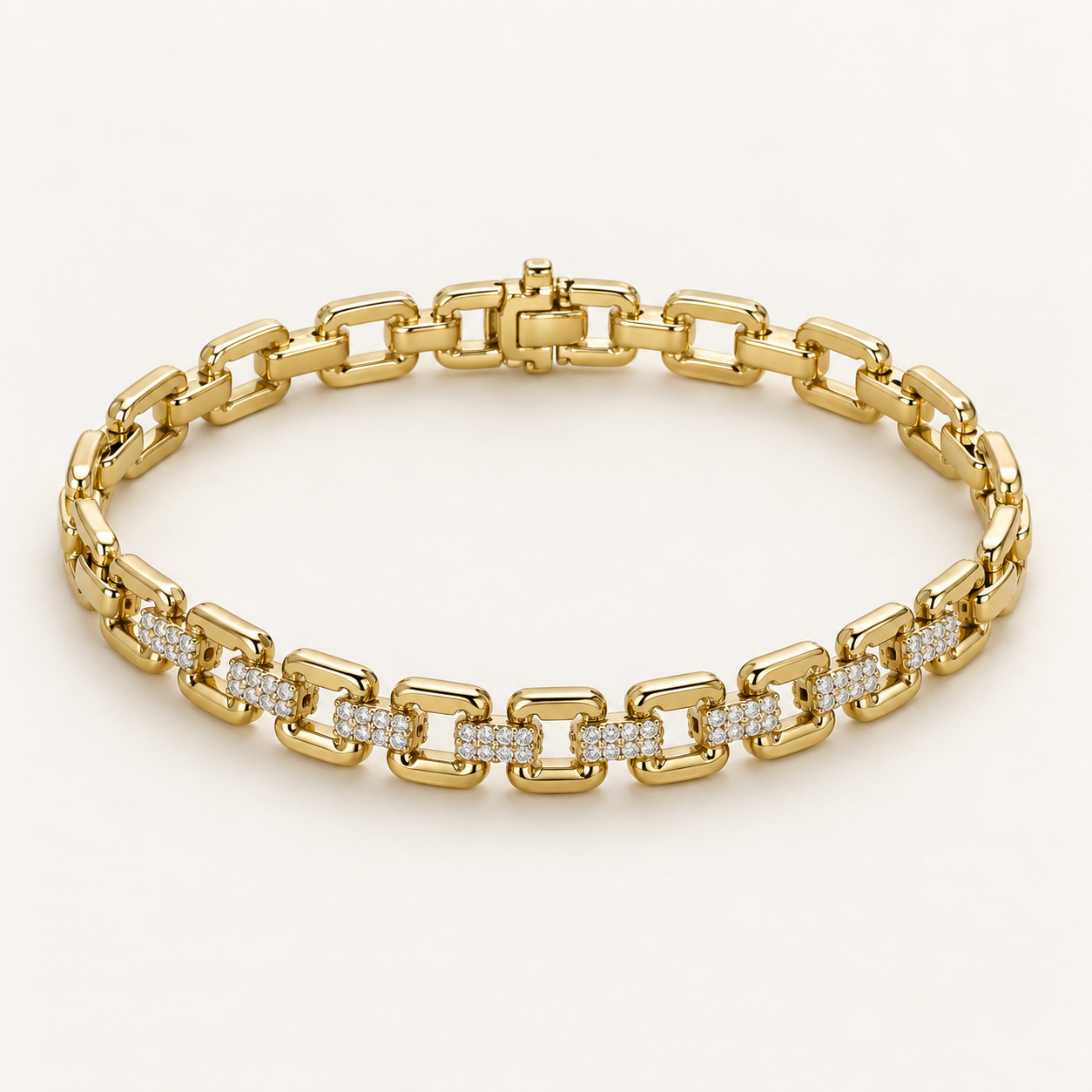 Taşlı Orta Bağlantı Bileklik – Gold