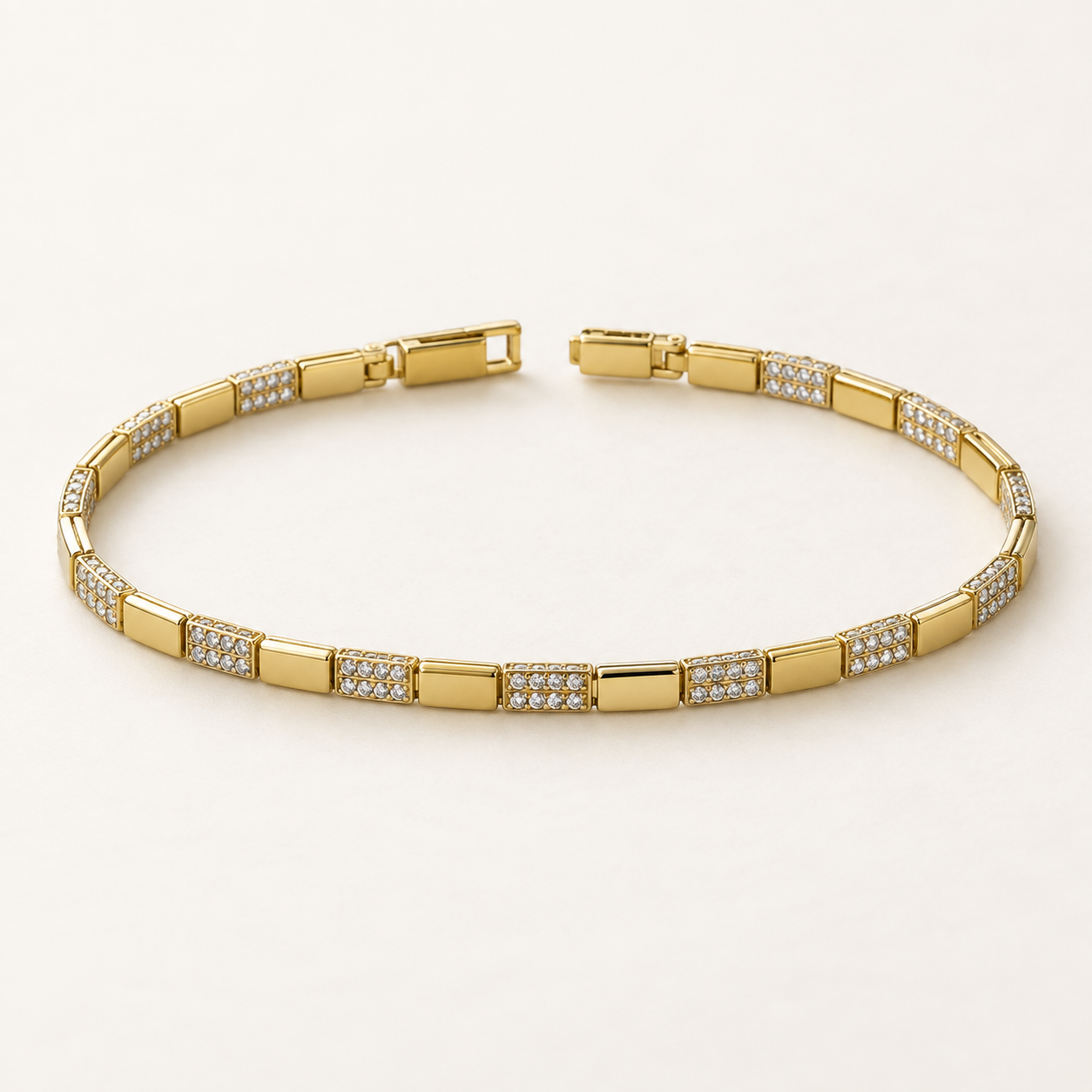 Dikdörtgen Taşlı Bağlantı Bileklik – Gold