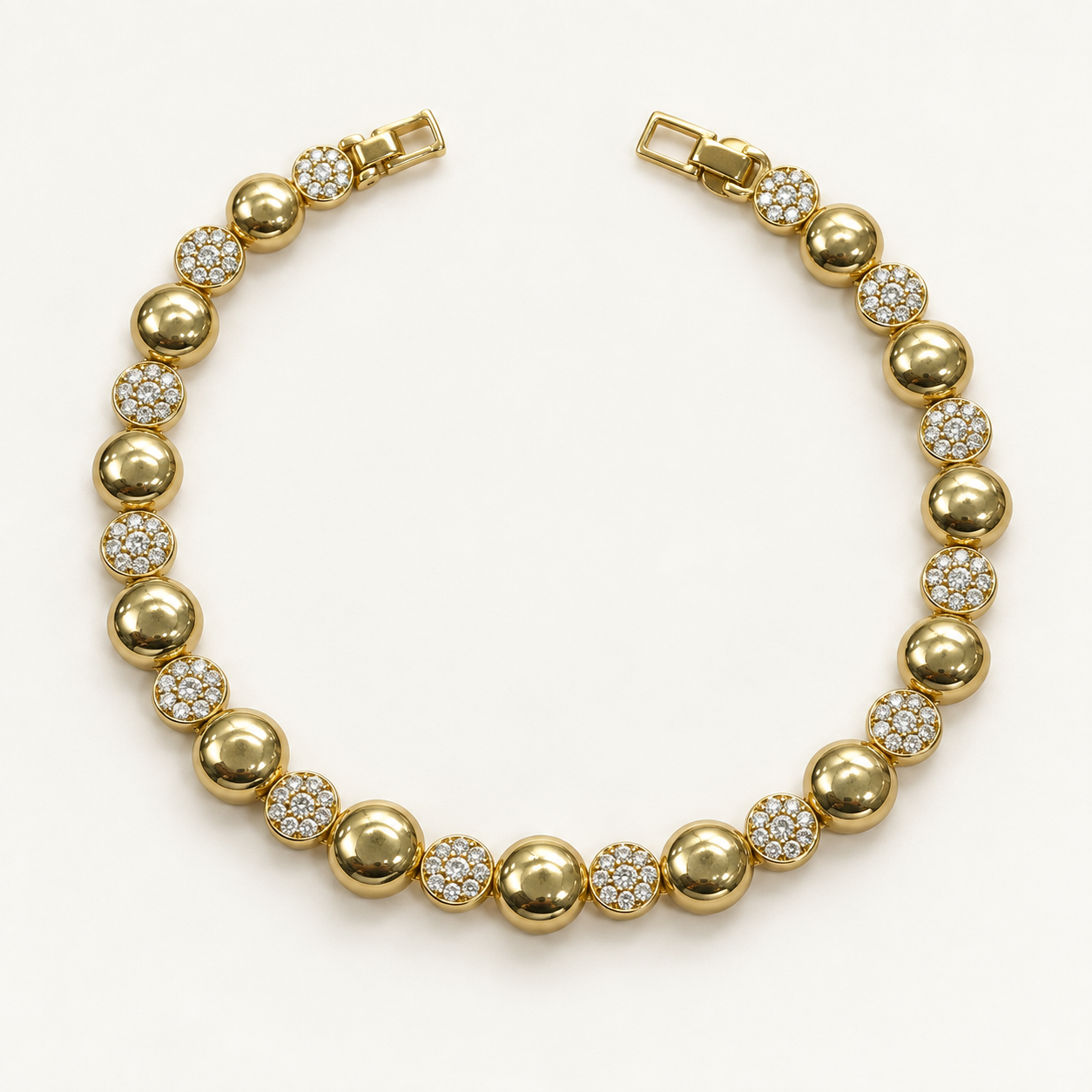 Yuvarlak Taşlı Disk Bileklik – Gold