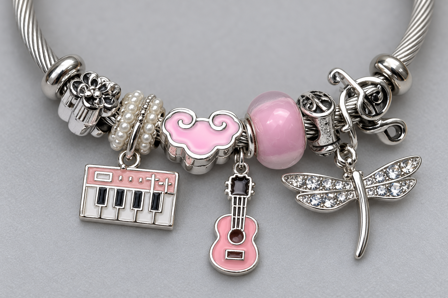 Pembe Müzik Charm Bileklik