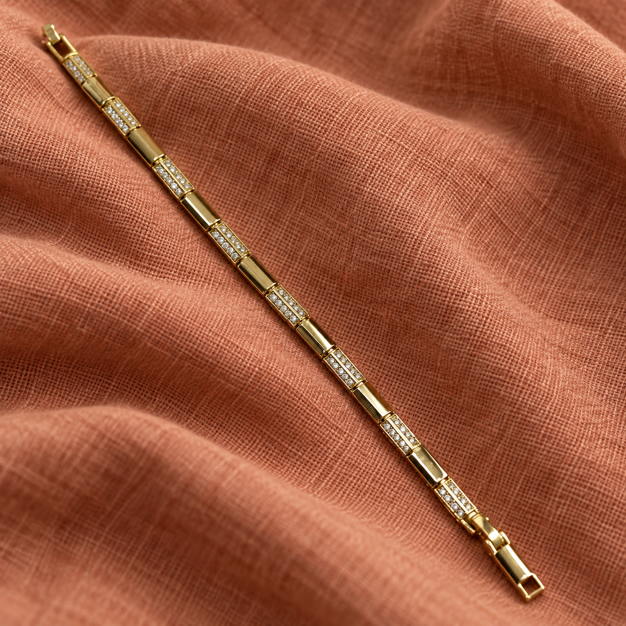 Dikdörtgen Taşlı Bağlantı Bileklik – Gold