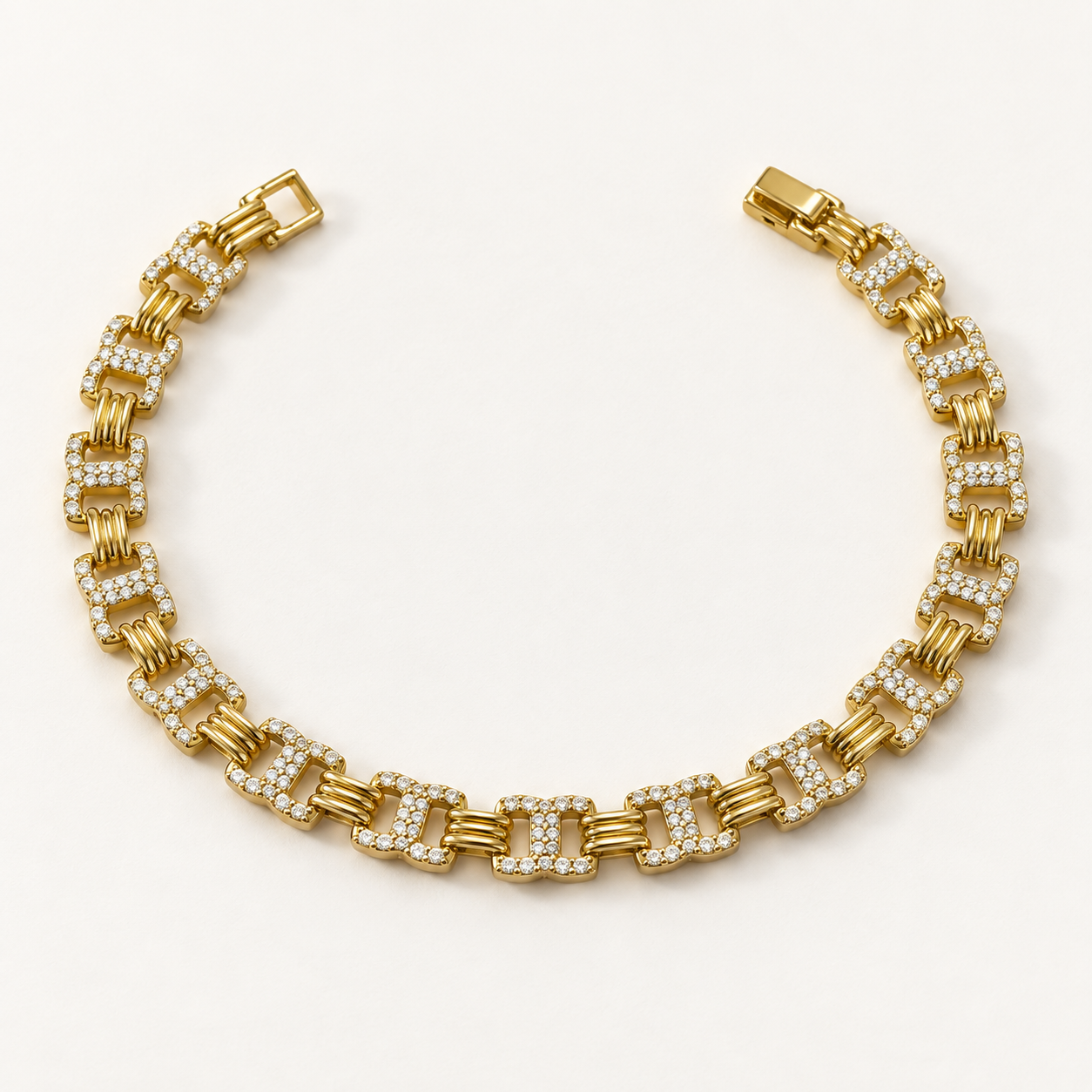 Taşlı U Bağlantı Bileklik – Gold