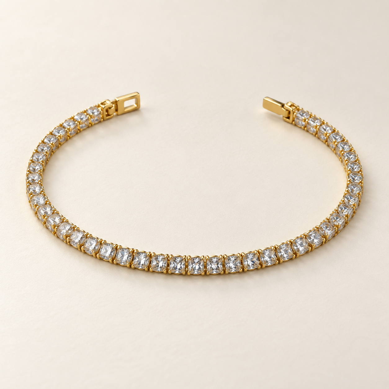 Kare Taşlı Tenis Bileklik – Gold